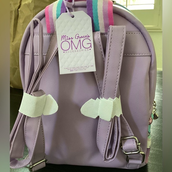 Miss Gwen’s OMG Accessories Unicorn Print & Chenille Happy Patch Mini Backpack - Picture 5 of 5